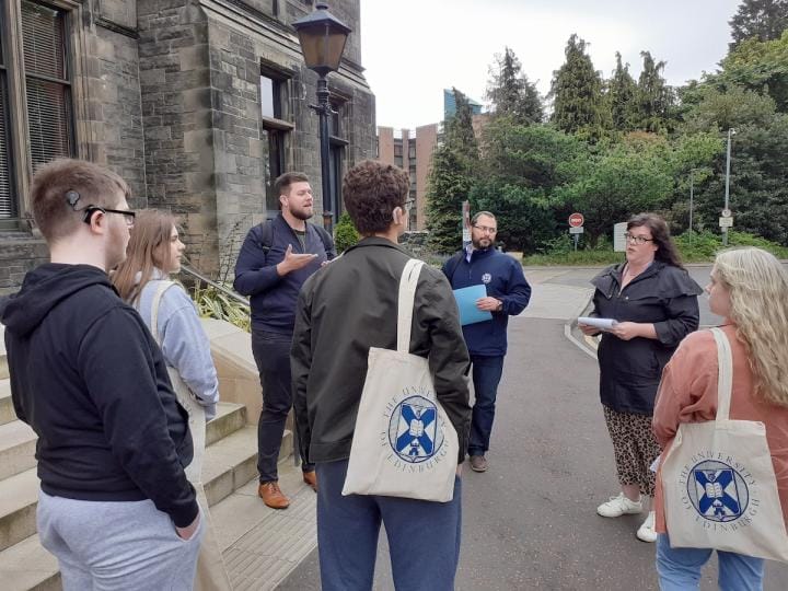 A group of deaf students on a tour of University accommodation