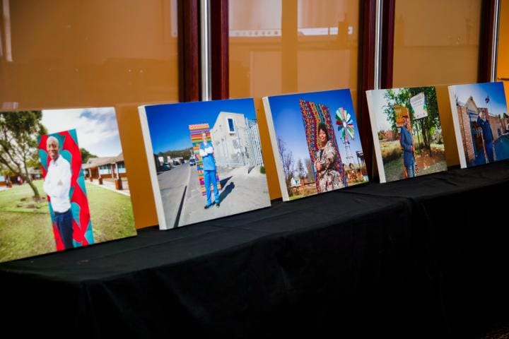 A row of canvases of entrants to the latest Integrity Idol competition in South Africa
