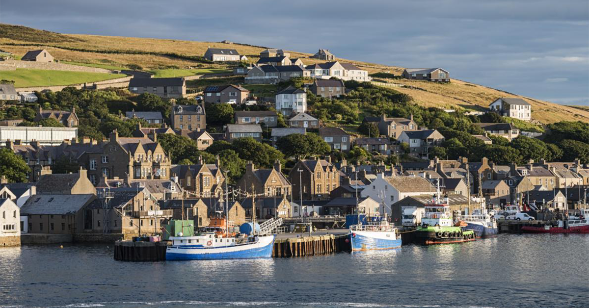 View of Stromness village on Orkney island