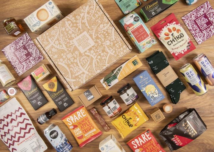 A flat lay of the products included in the gift boxes