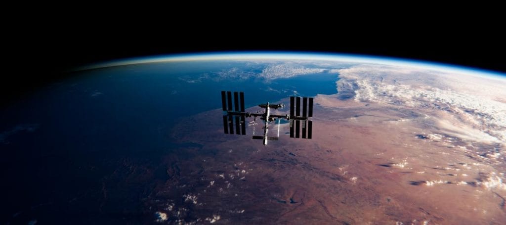 Satellite hovers over the earth