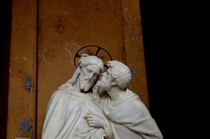 Judas kissing Jesus, by Ignazio Jacometti (1854)