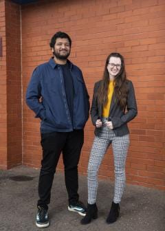 A portrait of Aayush and Karis