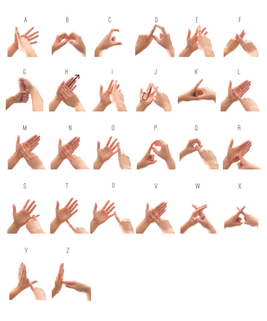 British Sign Language Alphabet on a White Background