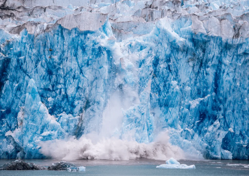 A big ice calving at Dawes Glacier in Endicott Arm.
