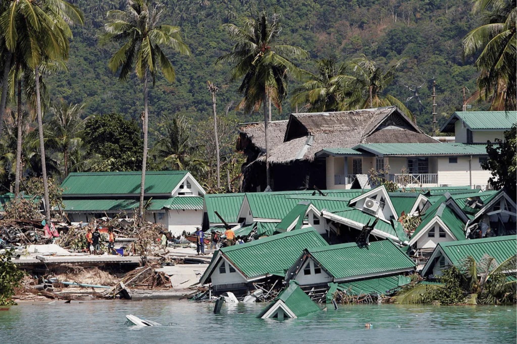 Destruction caused by a tsunami in 2004.