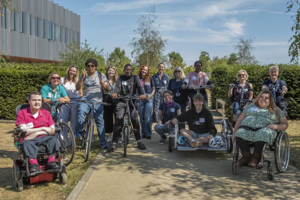 A group of learners outside the Superlab at Castlebrae Community Campus