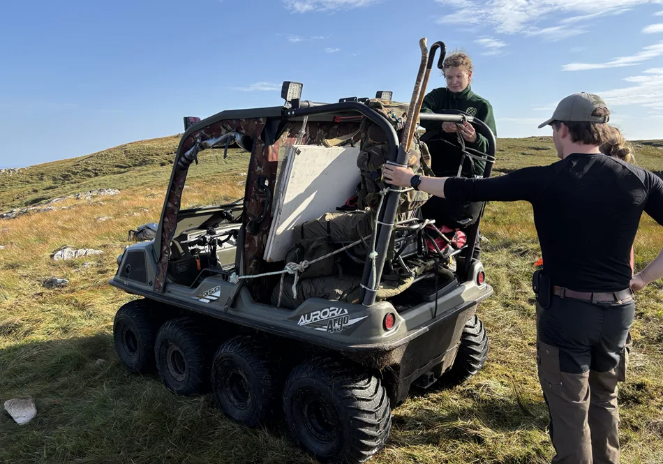 An ArgoCat, an eight-wheeled vehicle capable of navigating rough terrain.
