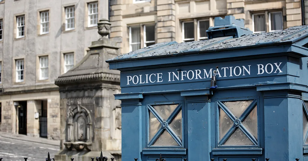 An old Police Information Box on an Edinburgh street