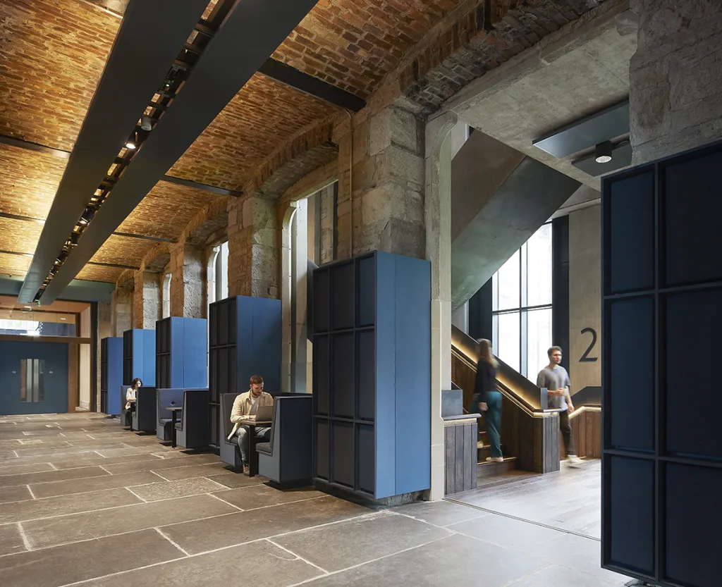 People make use of one of the refurbished interior spaces at EFI