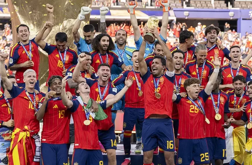 World Cup 2026 winners Spain lift the trophy