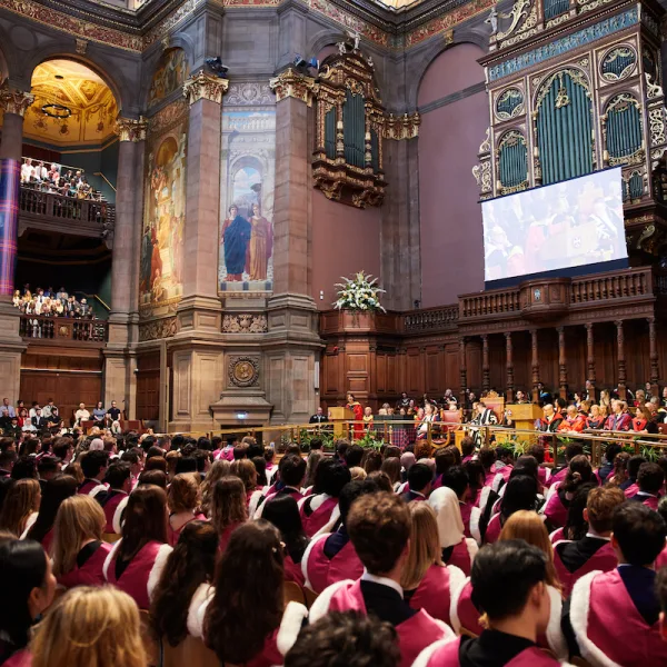 Graduates of the University of Edinburgh sit in McEwan Hall at their graduation ceremonies in Summer 2026