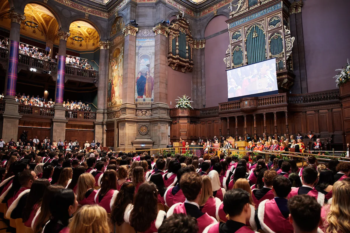 Graduates of the University of Edinburgh sit in McEwan Hall at their graduation ceremonies in Summer 2026