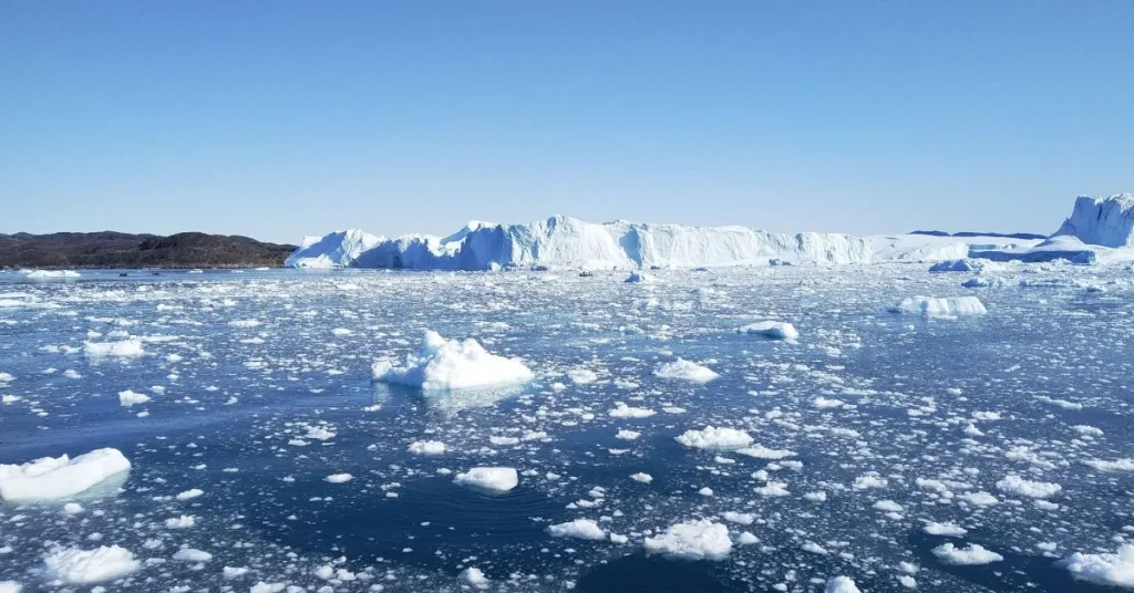 Icebergs in the sea in Greenland