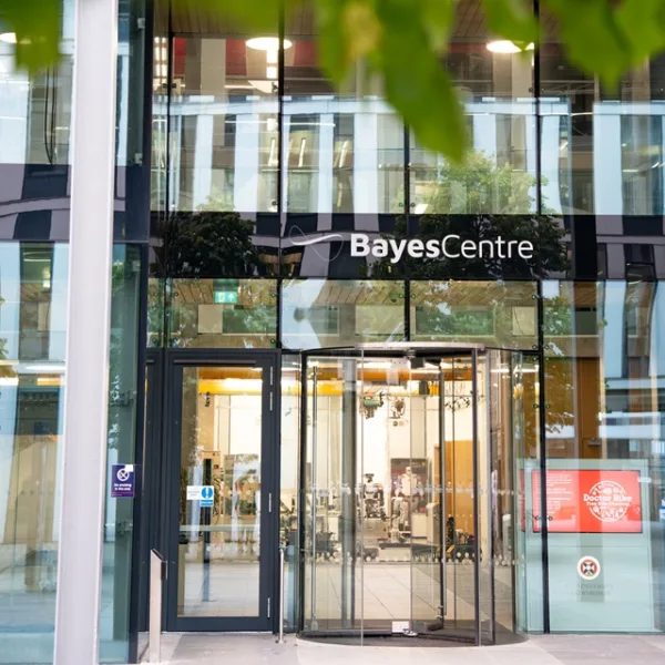 Picture of the Bayes Centre with trees in front